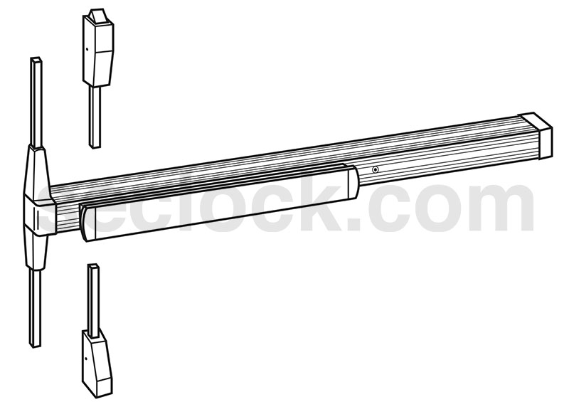 3327AEO 3 US4 Von Duprin Surface Vertical Rod Exit Devices SECLOCK